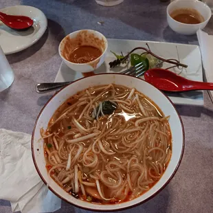 large pho shrimp with all the sprouts and basil added in