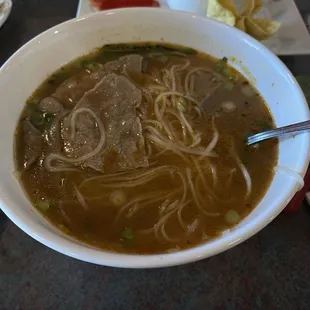 Steak pho and crab Rangoon