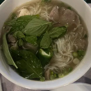 Steak and meatball pho