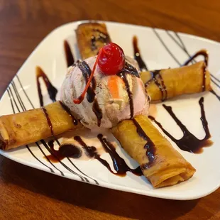 Fried banana lumpia with ice cream, so good!