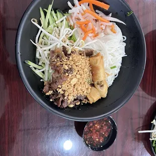 71. BUN THIT NUONG CHA GIO Grilled Pork &amp; Egg Rolls