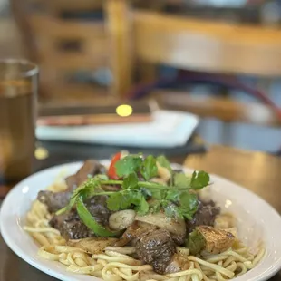 5 spice Chicken or filet minon; same price over garlic noodle