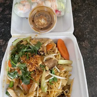 Yummy 2. Spicy Chow-Mein and 1. Fresh Salad Rolls
