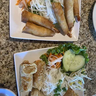 Fried shrimp rolls and egg rolls