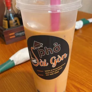 Thai tea with boba