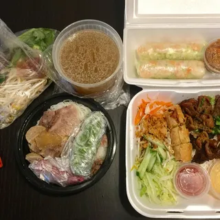 V1. Grilled Pork Vermicelli with Egg Rolls