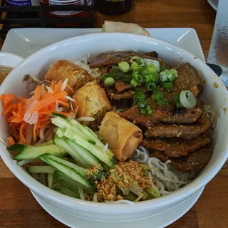 V2. Grilled Beef Vermicelli with Egg Rolls