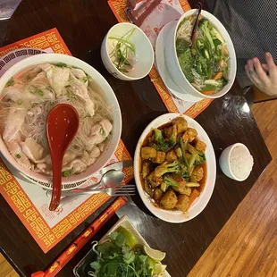 P13. Pho tofu, Tofu pad Thai and P12. Pho Gai