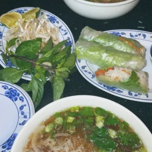 1. Extra Large Steak and Flank Pho and 25. No Meat Pho