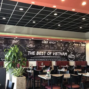 Left wall as soon as you walk in the restaurant