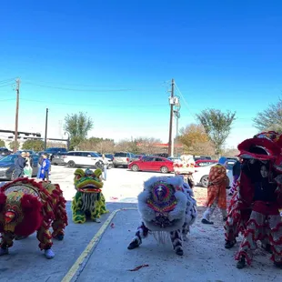 lion dance for the lunar new year festival and the food here is amazing