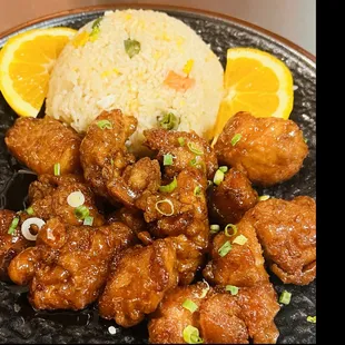 Home made  Orange Chicken 
(sweet and savory)