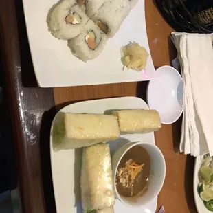 two plates of food on a table