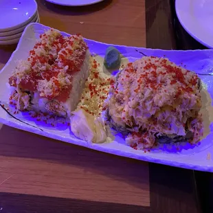 Volcano roll and Playboy roll.