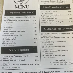 menu