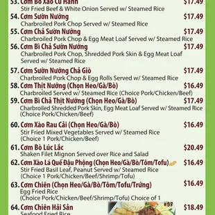 Rice Dishes Menu (11/28)