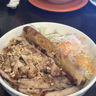 Charbroiled Chicken Rice Vermicelli with Egg Roll