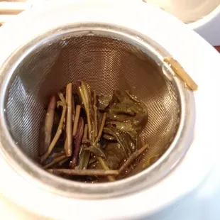 Tea Leaves inside the tea pot