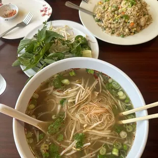 Pho, shrimp fried rice