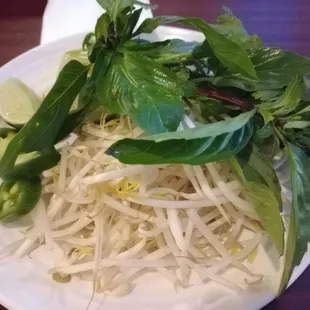 Accoutrements for Pho - shared between 2 large bowls of Pho