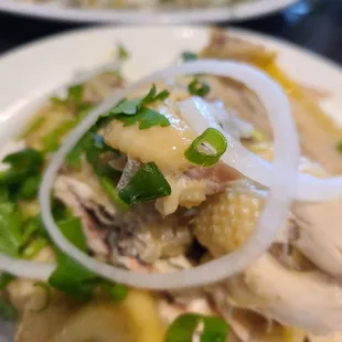 two plates of food on a table