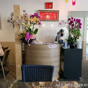 the front desk of a restaurant