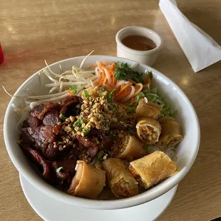 a bowl of food on a table