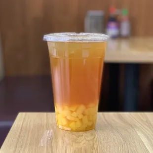 Mango Green Tea with mango jelly
