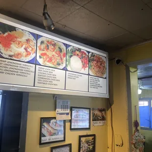 a menu on the wall