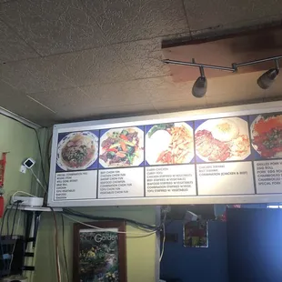 the menu of a restaurant