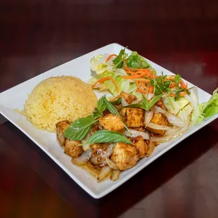 Shaken Tofu served with Butter Rice