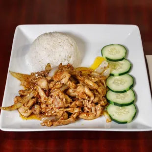 Chicken Satay served with Rice