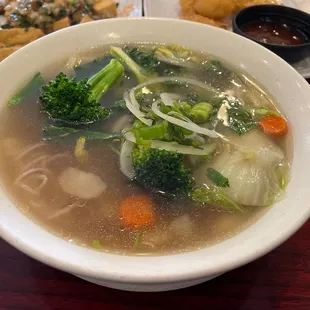 Vegetable pho with beef broth