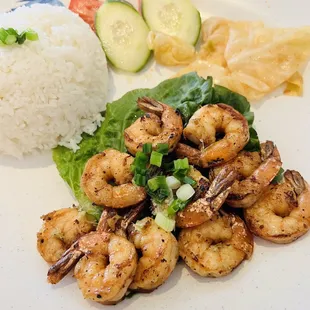 Rice Plate with Grilled Shrimp