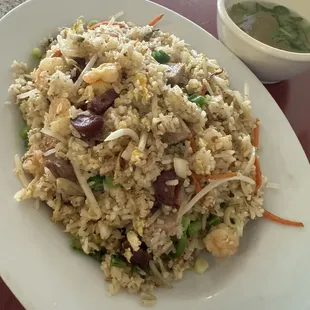 Combination fried rice with bean sprouts