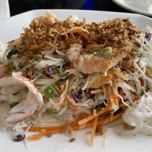 A 8 -- cabbage salad w/ shrimp