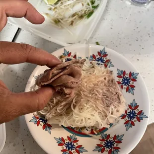 Super tiny meet. Stale noodles. Worst pho