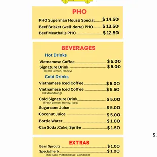 prices of drinks and beverages