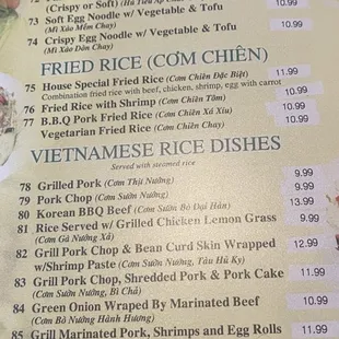 Updated menu prices