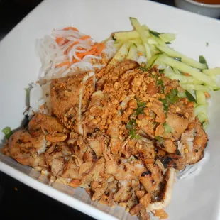 Grilled Chicken Bun. Saddened that it doesn&apos;t come with a Viet. egg roll. Presentation lacking but it tasted pretty good.