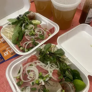 7. Pho with Rare Steak and Brisket and pho with just rare steak