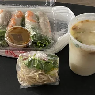 Fish porridge and A4. Fresh Spring Rolls with Pork and Shrimp