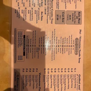 menu