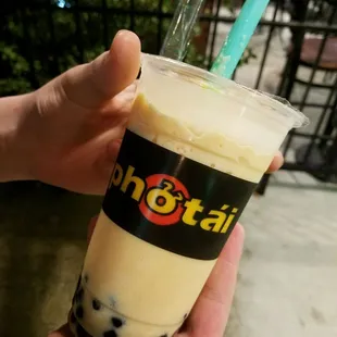 Mango bubble tea with tapioca.  $6.04.  Expensive but delicious and neat treat.