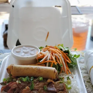 Pork vermicelli with Egg rolls