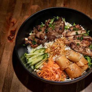 Build your own Vermicelli Bowl - vermicelli with BBQ Pork and Lemongrass chicken.