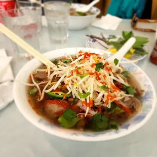 Beef pho after garnished