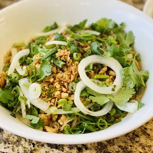 a bowl of food on a table