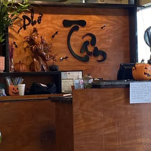 the front desk of a restaurant