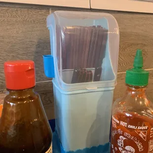 Condiments and chop sticks